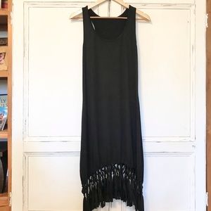 NWOT. Sexy Black tank dress with fringe bottom